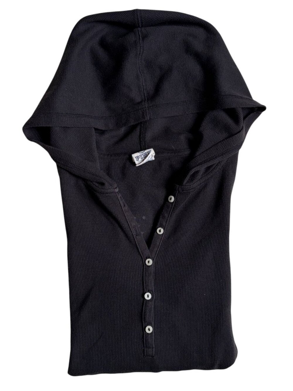 PINK by Victoria's Secret "Love Pink" Rhinestone Thermal Hoodie (Black) - Large